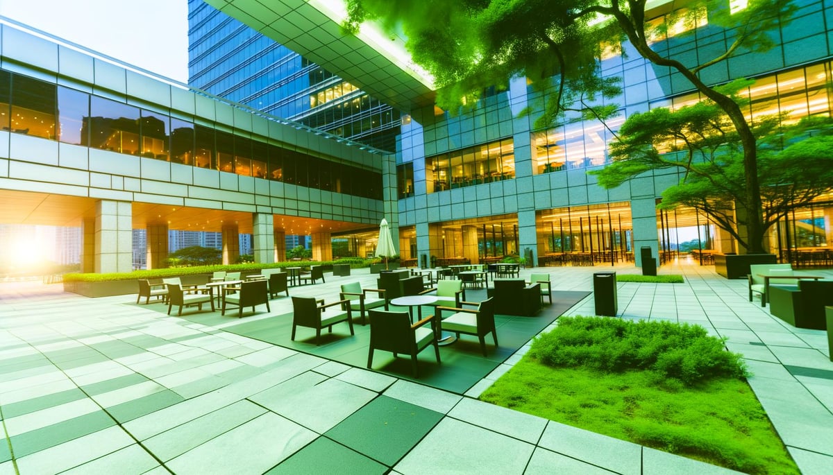 outdoor patio space for offices on the ground level